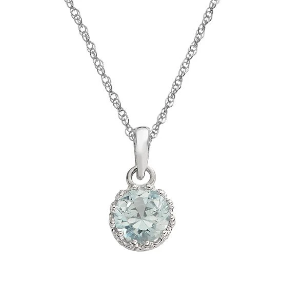Designs By Gioelli Sterling Silver Lab-Created Aquamarine Pendant 3 Designs By Gioelli Sterling Silver Lab-Created Aquamarine Pendant