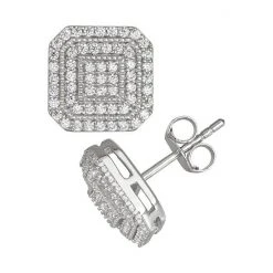 Designs By Gioelli Men's Sterling Silver Halo Cubic Zirconia Stud Earrings