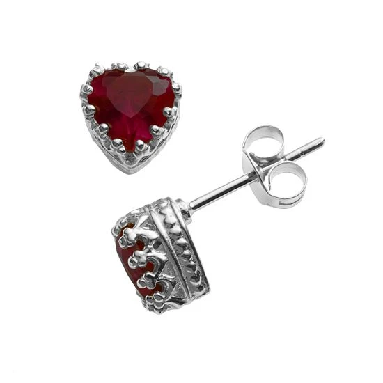 Designs By Gioelli Sterling Silver Garnet Heart Crown Stud Earrings 3 Designs By Gioelli Sterling Silver Garnet Heart Crown Stud Earrings