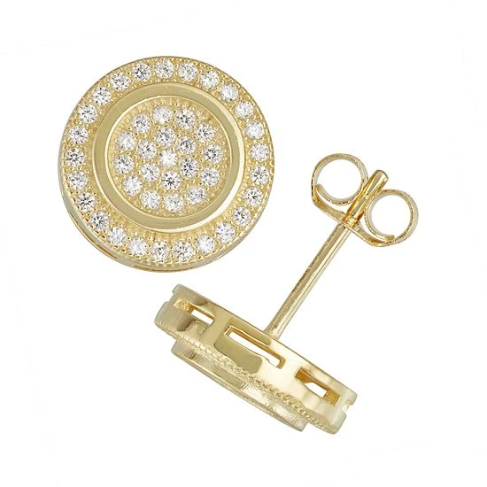 Designs By Gioelli Men's Gold Tone Sterling Silver Cubic Zirconia Stud Earrings 3 Designs By Gioelli Men's Gold Tone Sterling Silver Cubic Zirconia Stud Earrings