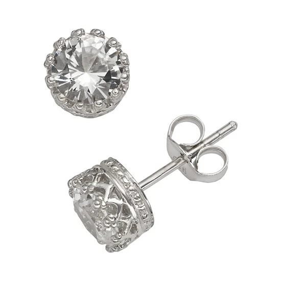 Designs By Gioelli Sterling Silver Lab-Created White Sapphire Stud Earrings 3 Designs By Gioelli Sterling Silver Lab-Created White Sapphire Stud Earrings