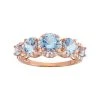 Designs By Gioelli Lab-Created Aquamarine And Lab-Created White Sapphire 14k Rose Gold Over Silver 5-Stone Halo Ring -Designs by Gioelli Shop unnamed file 498