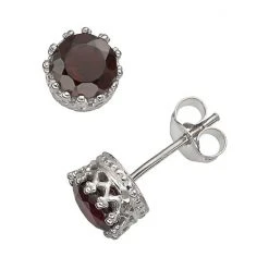 Designs By Gioelli Sterling Silver Garnet Stud Earrings
