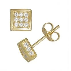 Designs By Gioelli Men's Gold Tone Sterling Silver Cubic Zirconia Stud Earrings