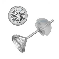 Designs By Gioelli 10k Gold Cubic Zirconia Bezel Solitaire Earrings Yellow