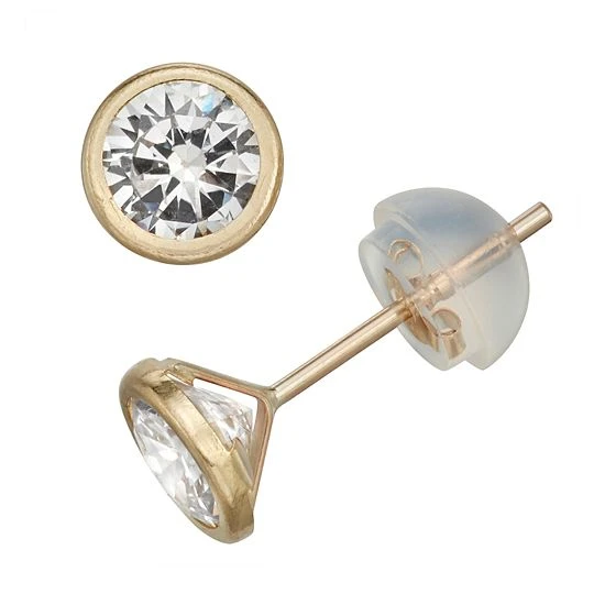 Designs By Gioelli 10k Gold Cubic Zirconia Bezel Solitaire Earrings Yellow 4 Designs By Gioelli 10k Gold Cubic Zirconia Bezel Solitaire Earrings Yellow - Image 2