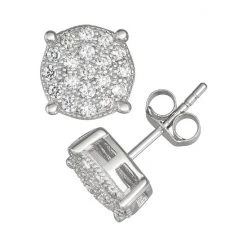 Designs By Gioelli Men's Sterling Silver Cubic Zirconia Round Stud Earrings