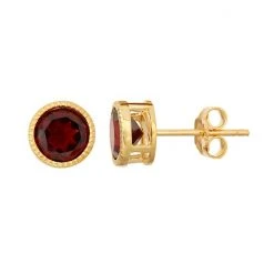 Designs By Gioelli 14k Gold Over Silver Garnet Stud Earrings