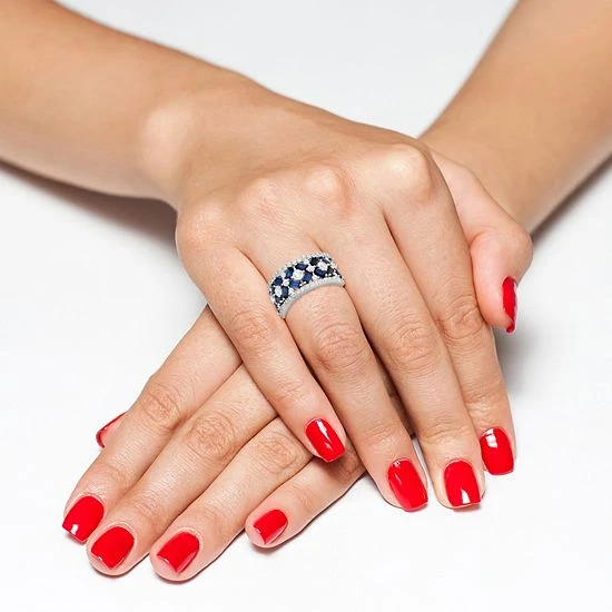 Designs By Gioelli Sterling Silver Lab-Created Blue & White Sapphire X Ring 5 Designs By Gioelli Sterling Silver Lab-Created Blue & White Sapphire X Ring - Image 3