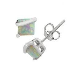 Designs By Gioelli Lab-Created Opal Sterling Silver Stud Earrings
