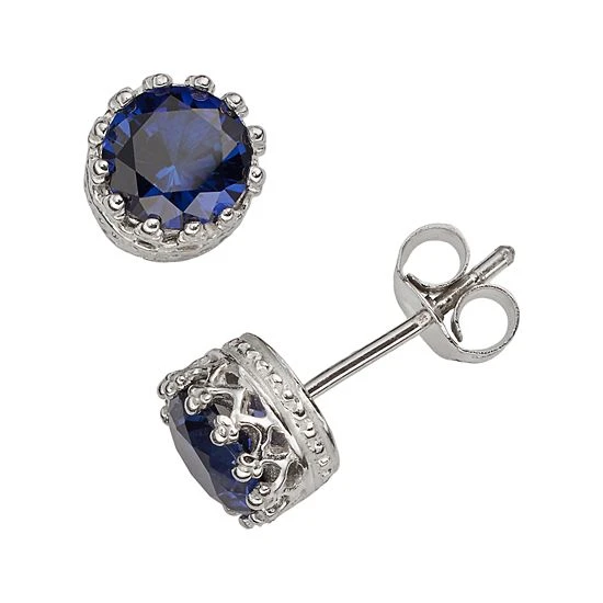 Designs By Gioelli Sterling Silver Lab-Created Sapphire Stud Earrings 3 Designs By Gioelli Sterling Silver Lab-Created Sapphire Stud Earrings