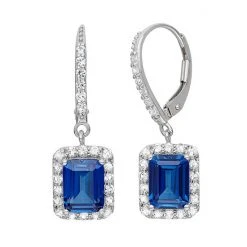 Designs By Gioelli Lab-Created Blue And White Sapphire Sterling Silver Drop Earrings