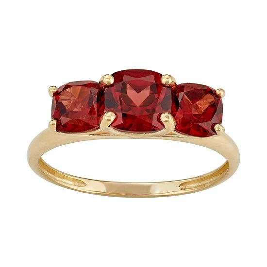 Designs By Gioelli 10k Gold 3-Stone Cushion Ring Garnet 7 Designs By Gioelli 10k Gold 3-Stone Cushion Ring Garnet - Image 5