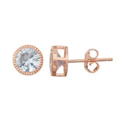 Designs By Gioelli 14k Rose Gold Over Silver Lab-Created Aquamarine Milgrain Stud Earrings