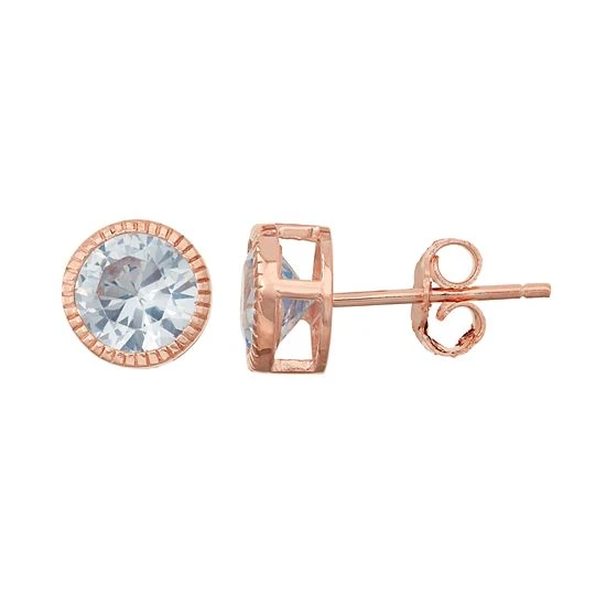 Designs By Gioelli 14k Rose Gold Over Silver Lab-Created Aquamarine Milgrain Stud Earrings 3 Designs By Gioelli 14k Rose Gold Over Silver Lab-Created Aquamarine Milgrain Stud Earrings