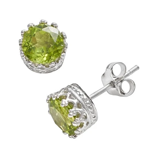Designs By Gioelli Sterling Silver Peridot Crown Stud Earrings 3 Designs By Gioelli Sterling Silver Peridot Crown Stud Earrings