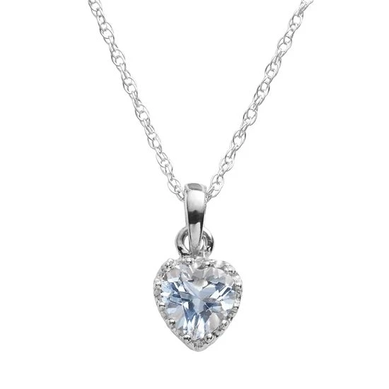 Designs By Gioelli Sterling Silver Lab-Created Aquamarine Heart Crown Pendant 3 Designs By Gioelli Sterling Silver Lab-Created Aquamarine Heart Crown Pendant