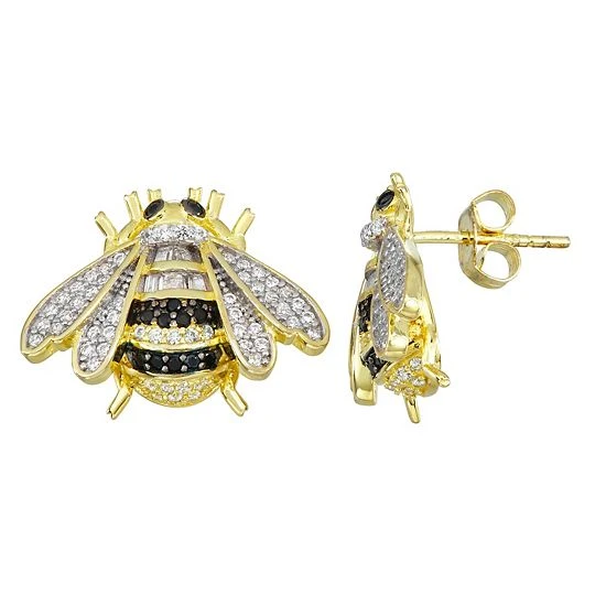 Designs By Gioelli 14k Gold Over Silver Lab-Created White Sapphire Bee Earrings 3 Designs By Gioelli 14k Gold Over Silver Lab-Created White Sapphire Bee Earrings