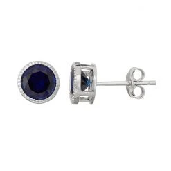 Designs By Gioelli Sterling Silver Lab-Created Sapphire Stud Earrings
