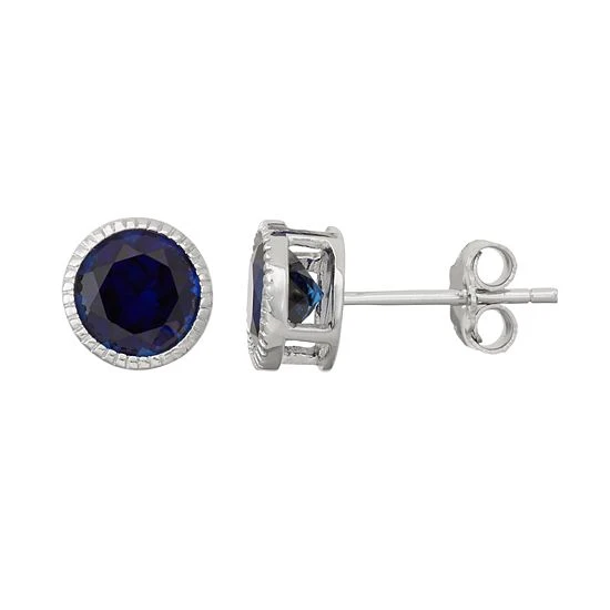 Designs By Gioelli Sterling Silver Lab-Created Sapphire Stud Earrings 3 Designs By Gioelli Sterling Silver Lab-Created Sapphire Stud Earrings