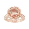 Designs By Gioelli 14k Rose Gold Over Silver Simulated Morganite & Cubic Zirconia Halo Ring