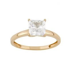 Designs By Gioelli 10k Gold Cubic Zirconia Solitaire Engagement Ring Yellow