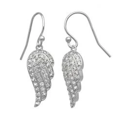 Designs By Gioelli Sterling Silver Lab-Created White Sapphire Angel Wing Drop Earrings