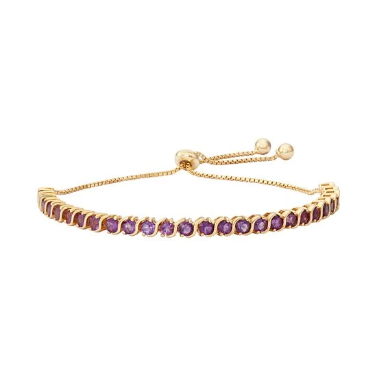 Designs By Gioelli 14k Gold Over Silver Amethyst S-Link Lariat Bracelet 3 Designs By Gioelli 14k Gold Over Silver Amethyst S-Link Lariat Bracelet
