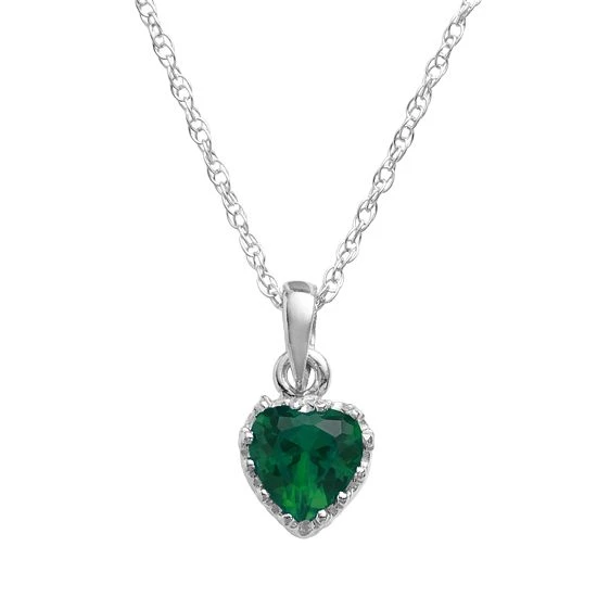 Designs By Gioelli Sterling Silver Lab-Created Emerald Heart Crown Pendant 3 Designs By Gioelli Sterling Silver Lab-Created Emerald Heart Crown Pendant