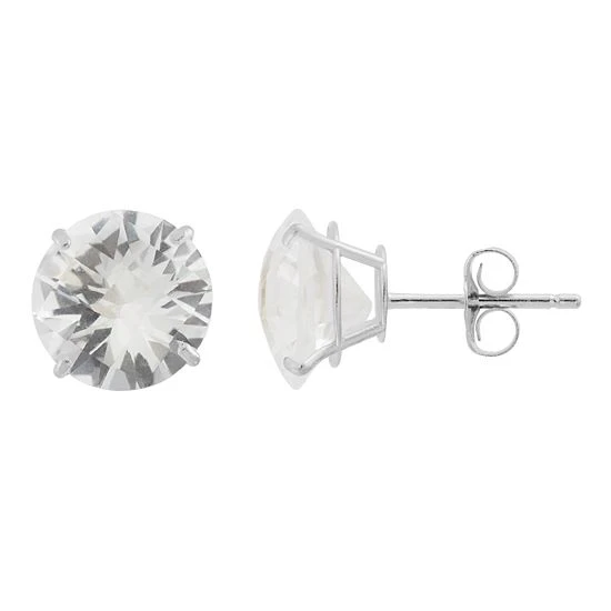 Designs By Gioelli Lab-Created White Sapphire 10k White Gold Stud Earrings 3 Designs By Gioelli Lab-Created White Sapphire 10k White Gold Stud Earrings