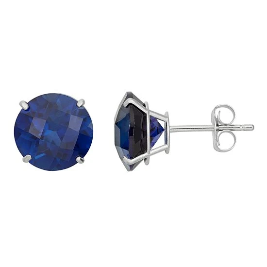 Designs By Gioelli Lab-Created Sapphire 10k White Gold Stud Earrings 3 Designs By Gioelli Lab-Created Sapphire 10k White Gold Stud Earrings