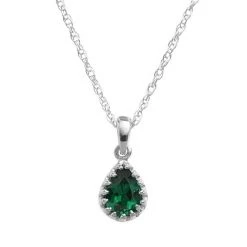 Designs By Gioelli Sterling Silver Lab-Created Emerald Teardrop Pendant