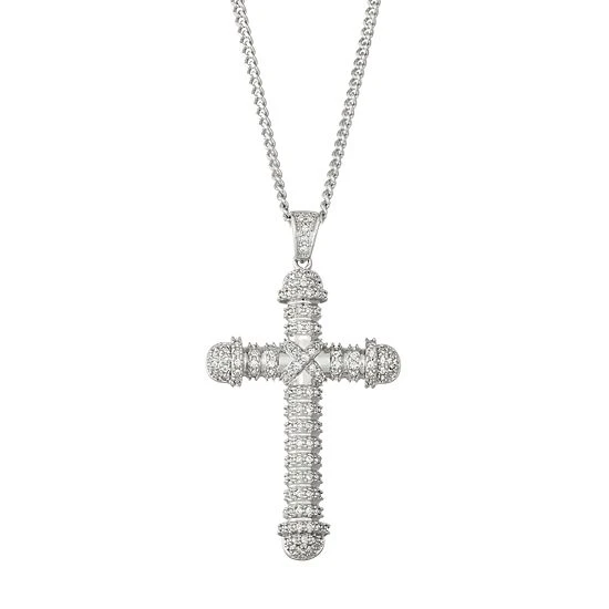 Designs By Gioelli Men's Sterling Silver Cubic Zirconia Ribbed Cross Pendant 3 Designs By Gioelli Men's Sterling Silver Cubic Zirconia Ribbed Cross Pendant