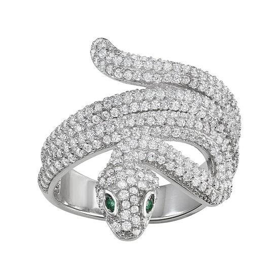 Designs By Gioelli Sterling Silver Cubic Zirconia Snake Ring 3 Designs By Gioelli Sterling Silver Cubic Zirconia Snake Ring
