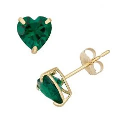 Designs By Gioelli Lab-Created Emerald 10k Gold Heart Stud Earrings