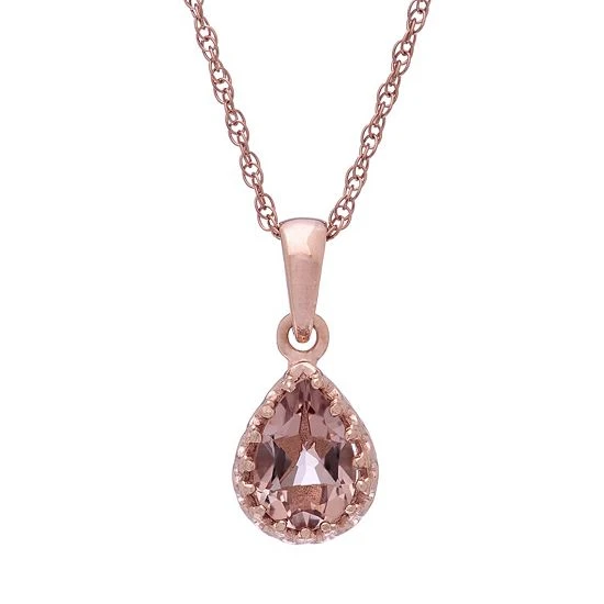 Designs By Gioelli 14k Rose Gold Over Silver Simulated Morganite Teardrop Pendant 3 Designs By Gioelli 14k Rose Gold Over Silver Simulated Morganite Teardrop Pendant