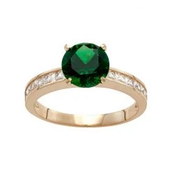Designs By Gioelli 10k Gold Simulated Emerald & Lab-Created White Sapphire Ring