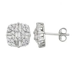 Designs By Gioelli Sterling Silver Cubic Zirconia Accent Baguette Stud Earrings