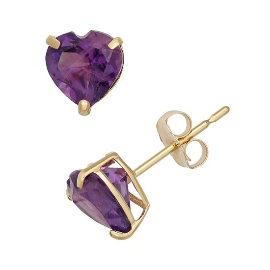 Designs By Gioelli Amethyst 10k Gold Heart Stud Earrings 3 Designs By Gioelli Amethyst 10k Gold Heart Stud Earrings