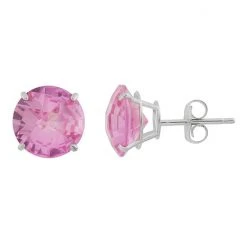 Designs By Gioelli Lab-Created Pink Sapphire 10k White Gold Stud Earrings
