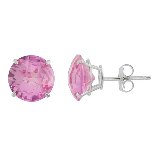 Designs By Gioelli Lab-Created Pink Sapphire 10k White Gold Stud Earrings 3 Designs By Gioelli Lab-Created Pink Sapphire 10k White Gold Stud Earrings
