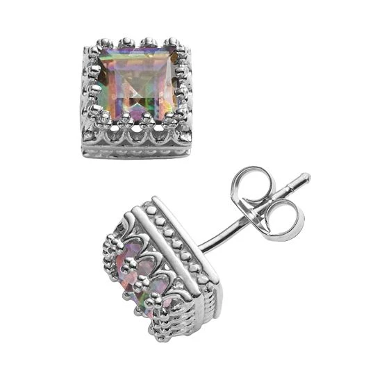 Designs By Gioelli Sterling Silver Genuine Rainbow Quartz Crown Stud Earrings 3 Designs By Gioelli Sterling Silver Genuine Rainbow Quartz Crown Stud Earrings
