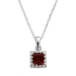 Designs By Gioelli Sterling Silver Garnet Square Pendant