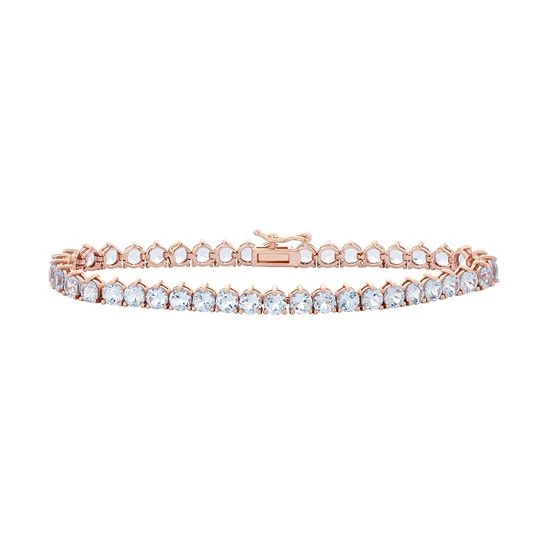Designs By Gioelli 14k Rose Gold Over Silver Lab-Created Aquamarine Tennis Bracelet 3 Designs By Gioelli 14k Rose Gold Over Silver Lab-Created Aquamarine Tennis Bracelet