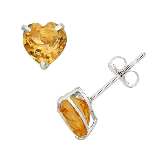Designs By Gioelli Citrine 10k White Gold Heart Stud Earrings 3 Designs By Gioelli Citrine 10k White Gold Heart Stud Earrings