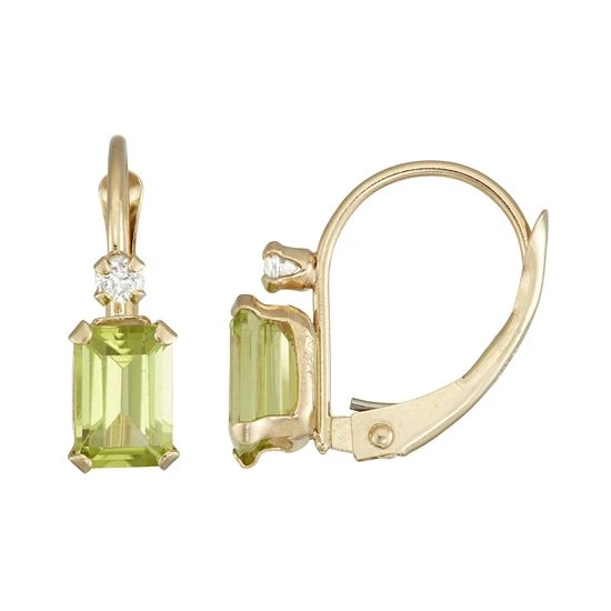 Designs By Gioelli 10k Gold Emerald-Cut Peridot & White Zircon Leverback Earrings 3 Designs By Gioelli 10k Gold Emerald-Cut Peridot & White Zircon Leverback Earrings