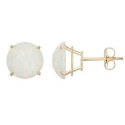 Designs By Gioelli Lab-Created Opal 10k Gold Stud Earrings