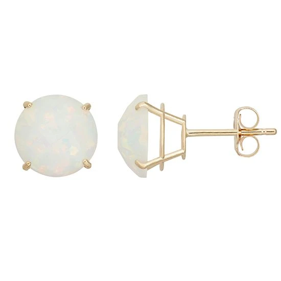 Designs By Gioelli Lab-Created Opal 10k Gold Stud Earrings 3 Designs By Gioelli Lab-Created Opal 10k Gold Stud Earrings