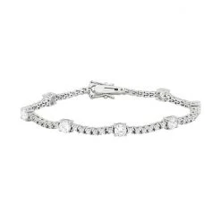 Designs By Gioelli Cubic Zirconia Sterling Silver Station Tennis Bracelet