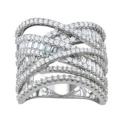 Designs By Gioelli Sterling Silver Cubic Zirconia Crossover Ring